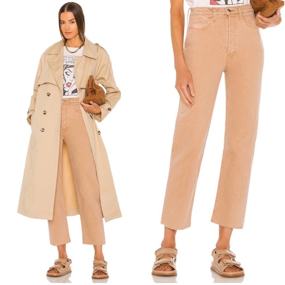 Re/Done Denim - REDONE 70s Stove Pipe in Washed Khaki Skinny Jeans Women's Tan Jeans Size 26